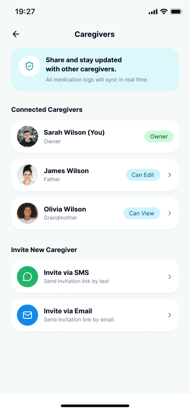 Little Doses caregiver sharing screen